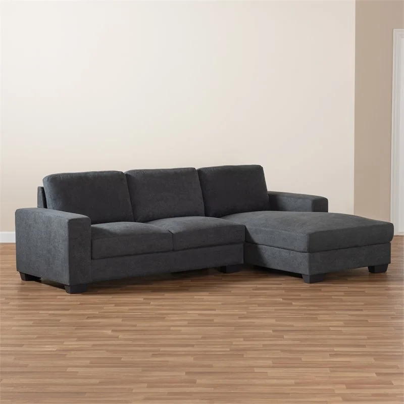 Bowery Hill Dark Grey Sectional Sofa with Right Facing Chaise - Radiant Selections