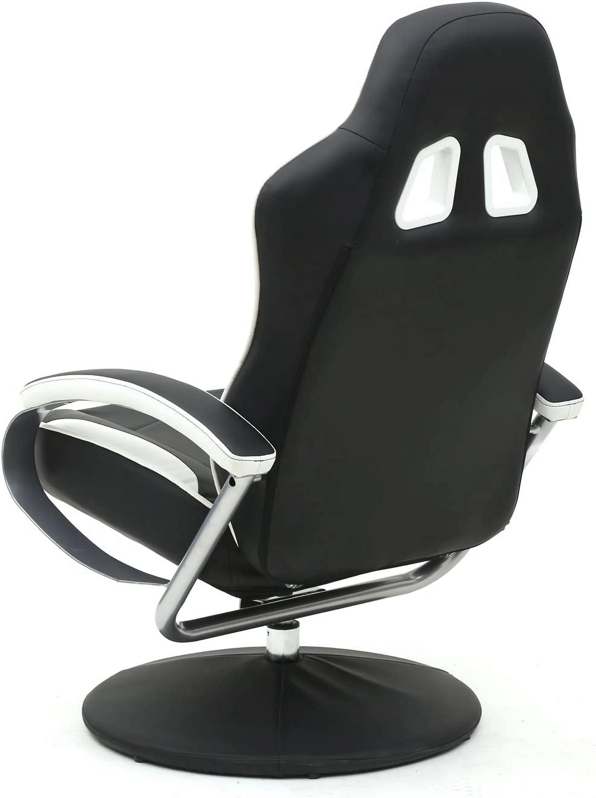 Black PU Racing Recliner Chair Set 360 Degree Swivel With Ottoman For Video Game Office Home Theater