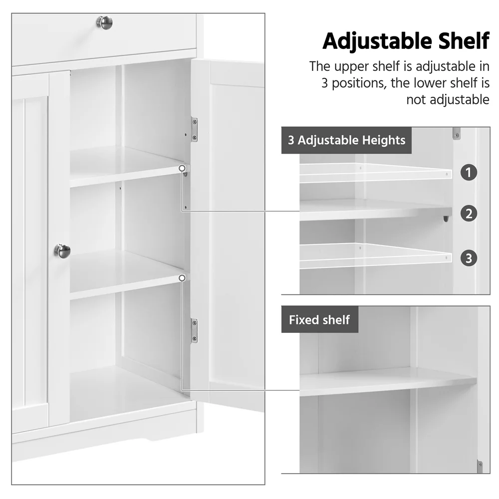 Topeakmart 4 Drawers Modern Floor Storage Cabinet with Adjustable Shelf for Bathroom Living Room, White
