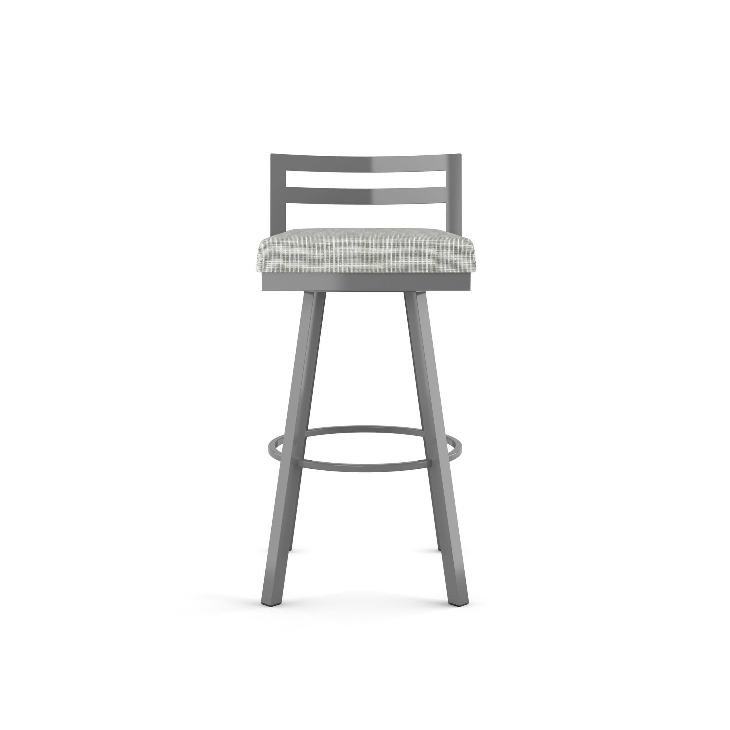 Amisco Derek Swivel Counter Stool - Black Faux Leather/Glossy Grey Metal
