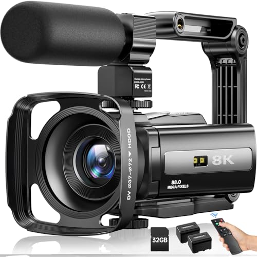 8K Video Camera Camcorder 88MP UHD WiFi Vlogging Cameras for YouTube 18X Digital Zoom IR Night Vision 3.0''Touch Screen Camera with 32GB Card
