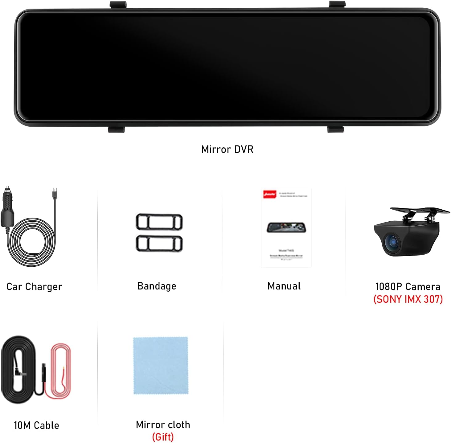 【Newest 11''】 Mirror Dash Cam Front and Rear Dual 1080P Rear View Mirror Camera FHD IPS Full Touch Screen Rearview Dashcam Waterproof Backup Camera