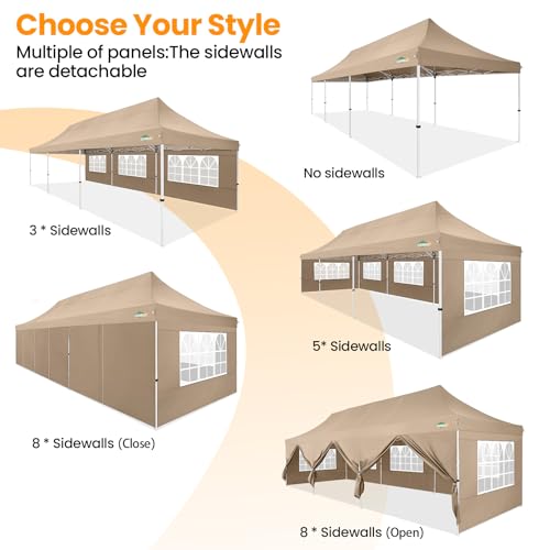 10x10 Pop Up Canopy Tent with 4 Sidewalls and Mesh Windows 2.0