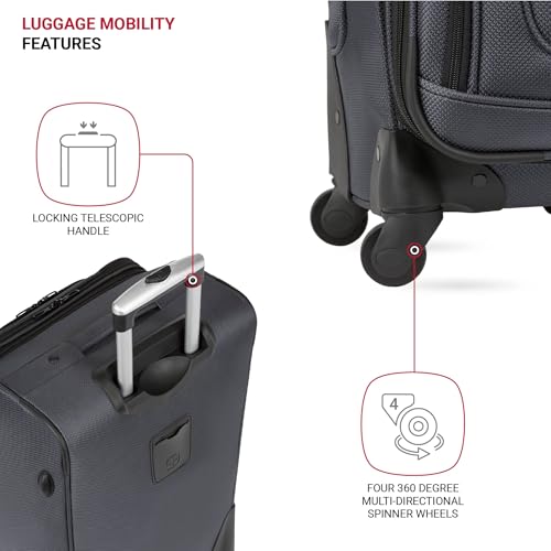 SwissGear Sion Softside Expandable Roller Luggage, Teal, 3 Piece Set (21/25/29)