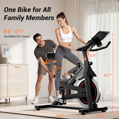 CURSOR FITNESS Exercise Bike, Stationary Bikes for Home, 300 LBS Capacity, Workout Bike with Silent Belt Drive