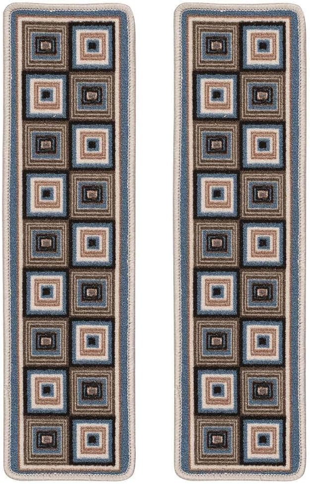 Benissimo, 13+1 Stair Treads Carpet, Landing Slip Resistant Stair Rugs, Cotton, Modern Printed Design, Soft Runner for Indoor Wooden Step