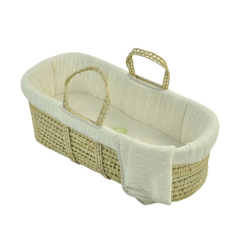 Natural Cable Knit Moses Basket