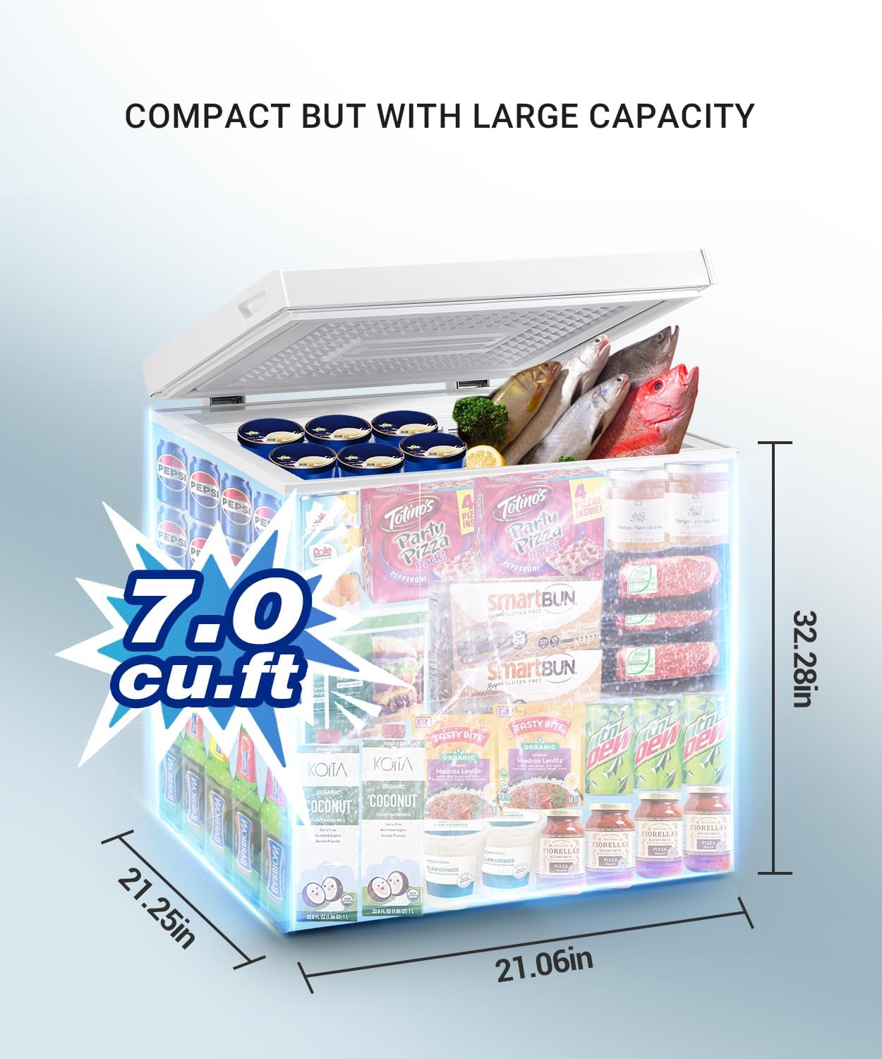 Chest Freezer 7.0 cu.ft Compact Freezer Top Door