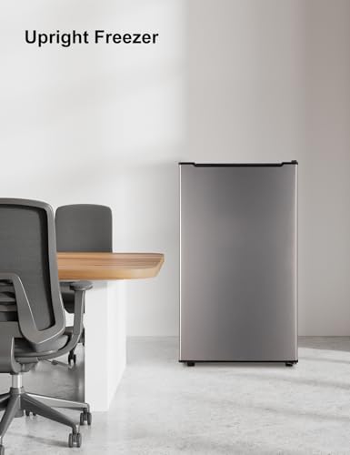 Upright Freezer, 3.2 Cu Ft Mini Small Deep Freezer for 1-2 People, Portable Compact Freezer with 3 Plastic Baffles, 4D Cooling & 40dB Ultra-Quiet