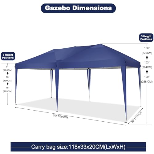 COBIZI Canopy 10x20 Pop Up Canopy Tent with 6 Sidewalls Party Tents for Parties Weddings Backyard Waterproof Canopy Outdoor Commercial Canopy Event