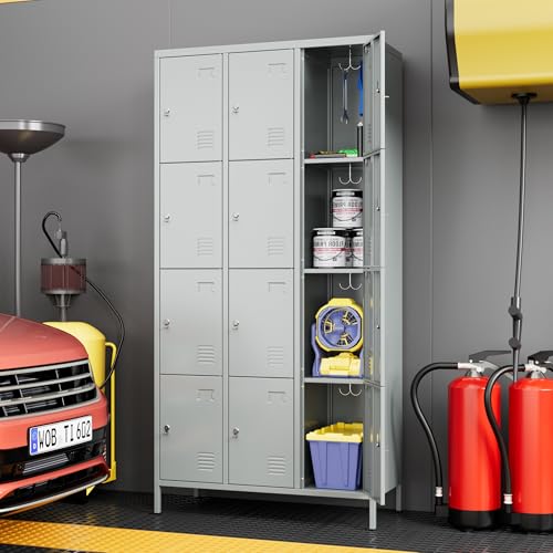 6 Door Metal Storage Locker 18 Hooks,Metal Locker for Employees with Lock for School Garage Office Gym Bedroom,Assembly Required
