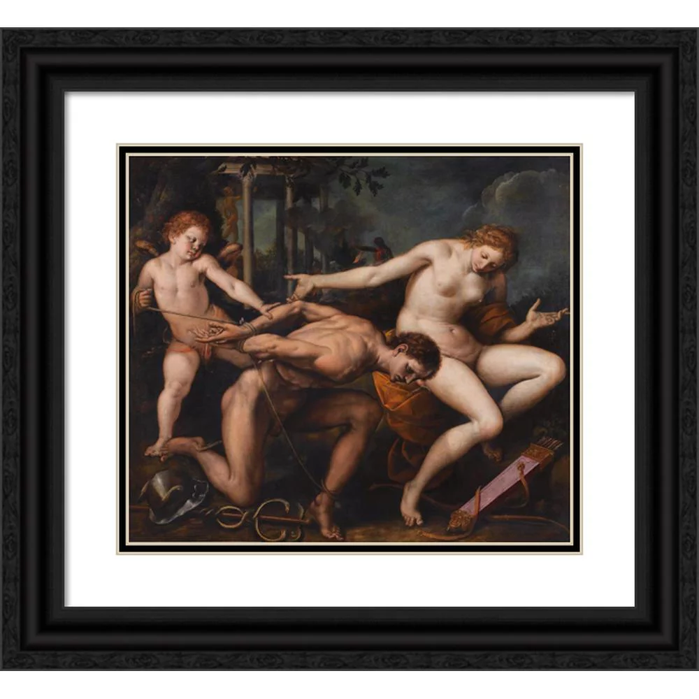 Isidoro Bianchi 22x20 Black Ornate Framed Double Matted Museum Art Print Titled: Allegory of Love and Wisdom