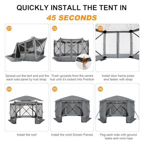 COBIZI 12x12ft Pop up Gazebo Screen Tent Screen House for Camping, Camping Outdoor Screened Gazebo, Canopy Tent