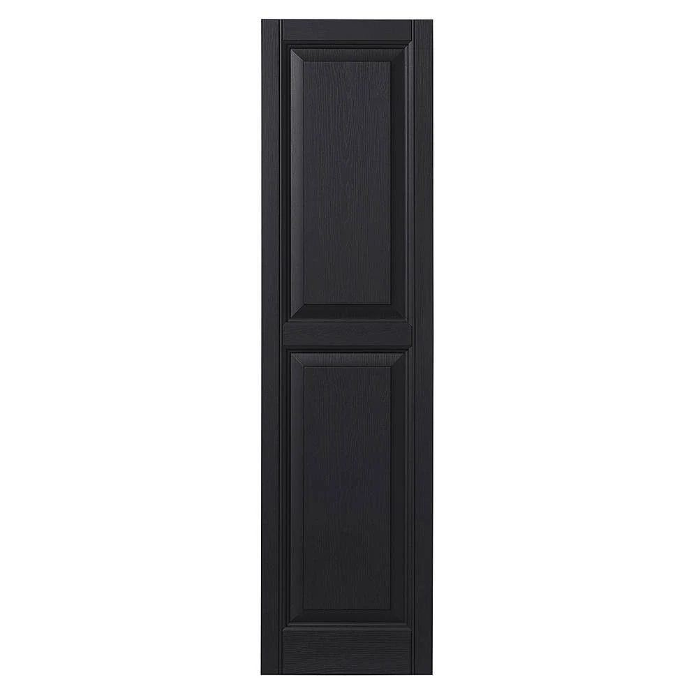 15 in. x 67 in. Raised Panel Polypropylene Shutter Pair in Black