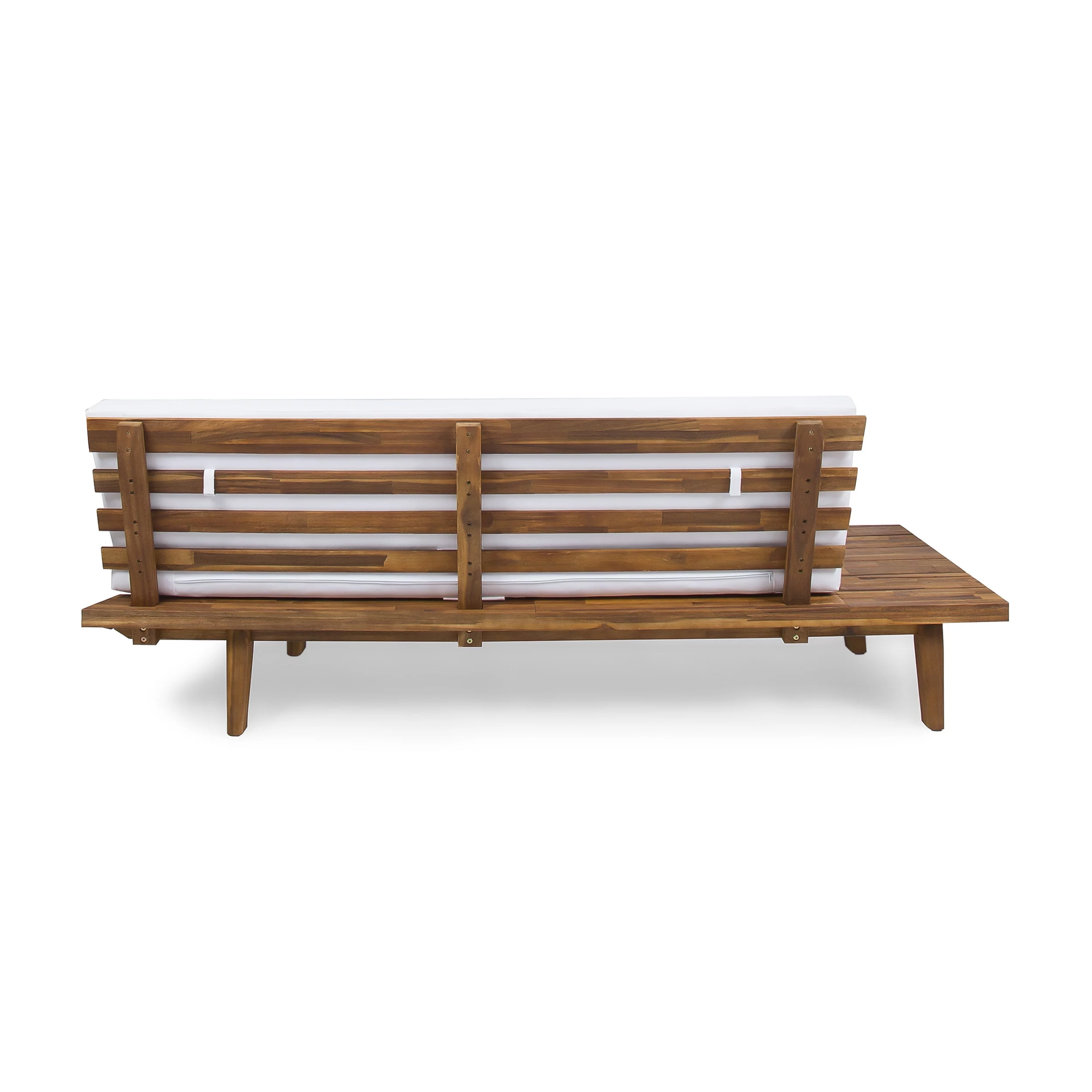 GDF Studio Emmory Minimalist Acacia Wood Left Sided Sofa, Sandblast and White