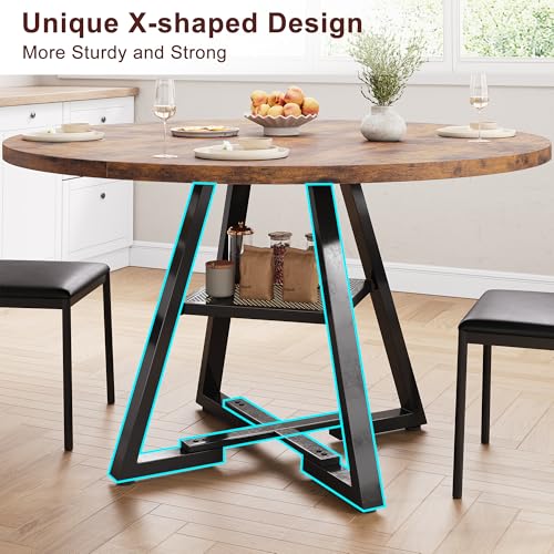Round Dining Table for 4,Kitchen Dining Room Circle Dinner Pedestal Table,Space Saving Wood Kitchen & Dining Room Furniture (Vintage, 47In)