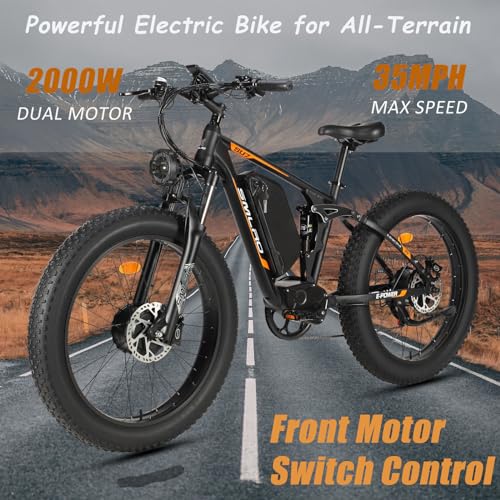 iRonthunder Electric Bike for Adults, Nexusrider Su7 2000W Dual Motor Electric Bicycle, 7 Speed 35MPH MTB