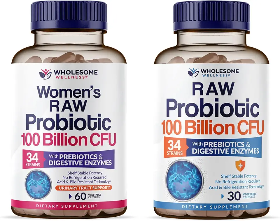 Wholesome Wellness 100 Billion CFUs with Prebiotics and Organic Probiotics 100 Billion CFU for Men and Women Bundle - Kansas Nuitrition - HNZSDS