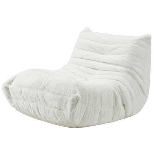 Bean Bag Chairs for Adults Giant Bean Bag Chair Memory Foam BeanBag Chair Big Bean Bag Sofa with Filler Faux Fur Fireside Beanbags Lazy Sofa for