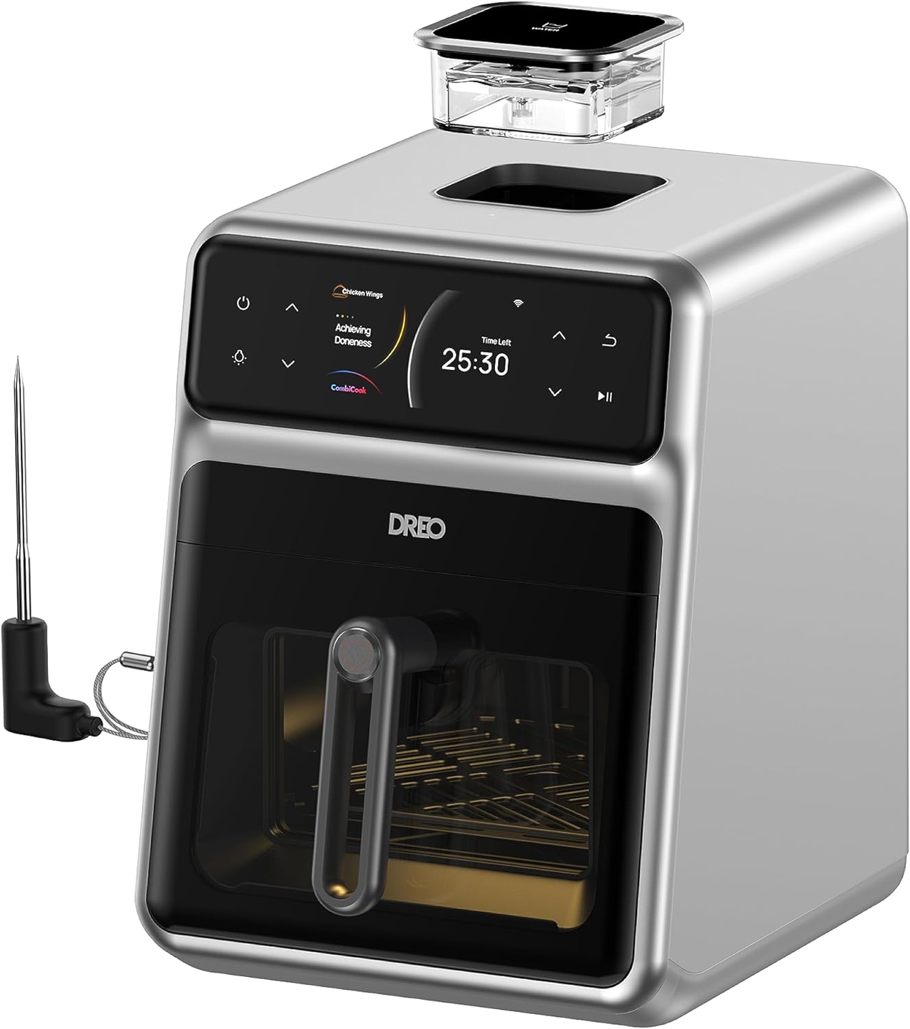 Dreo ChefMaker Combi Fryer, Cook like a pro with just the press of a button, Smart Air Fryer Cooker with Cook probe, Water Atomizer