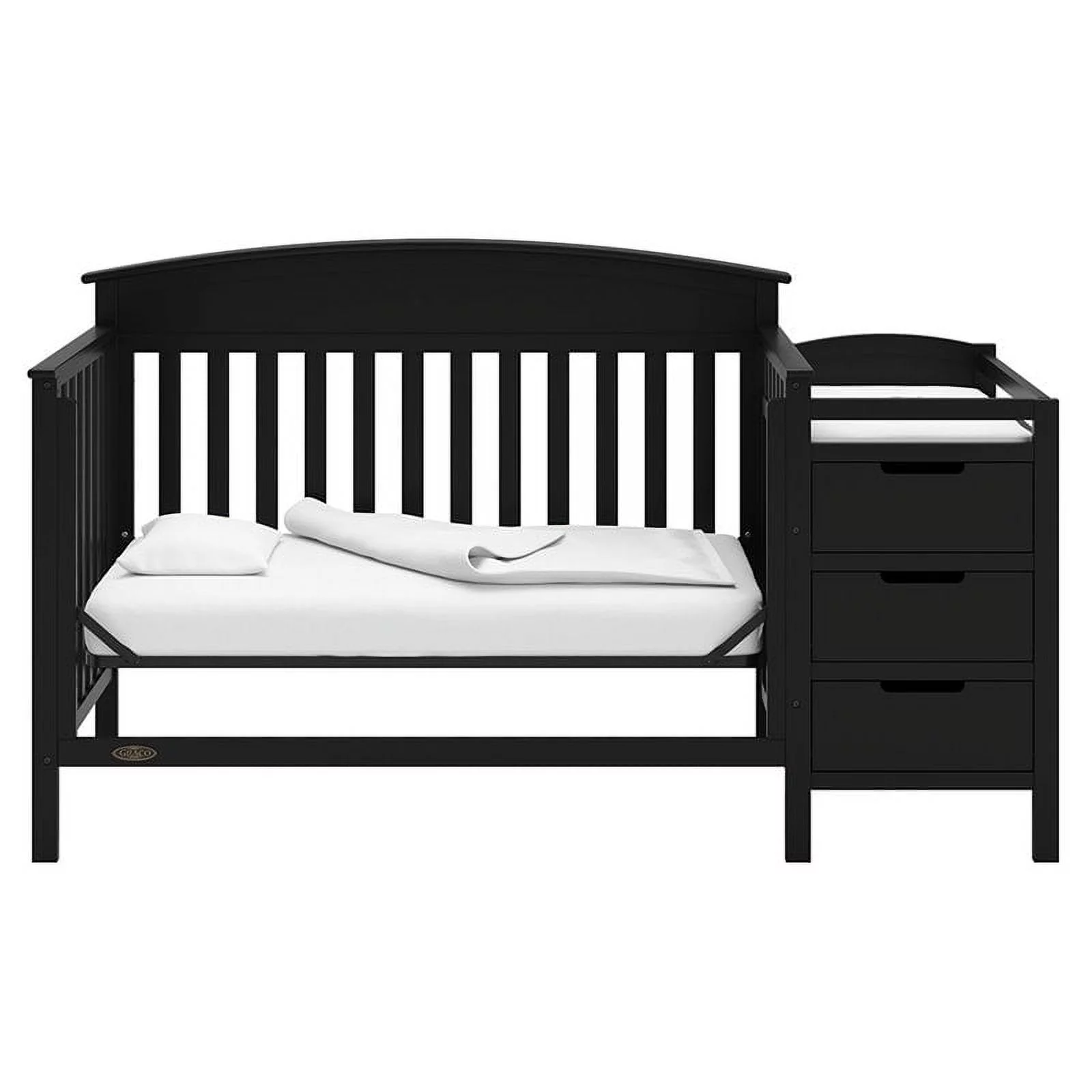 Graco Benton 4-in-1 Convertible Baby Crib and Changer, Black