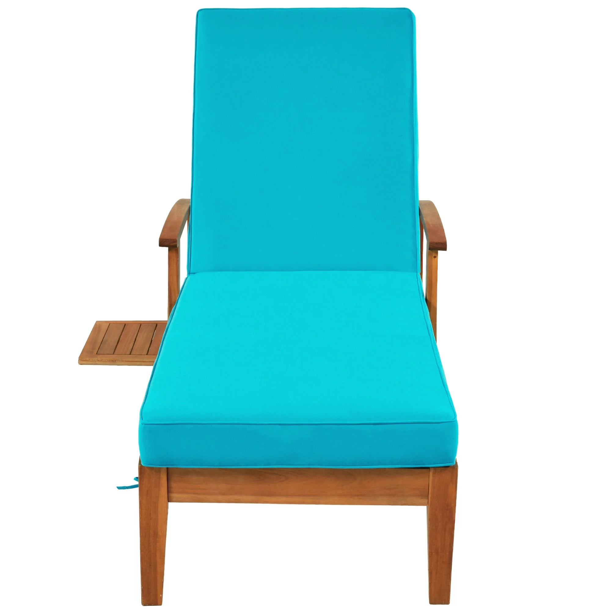 LYPER Outdoor Solid Wood 78.8" Chaise Lounge Patio Reclining Daybed with Cushion, Wheels and Sliding Cup Table for Backyard, Garden, Poolside