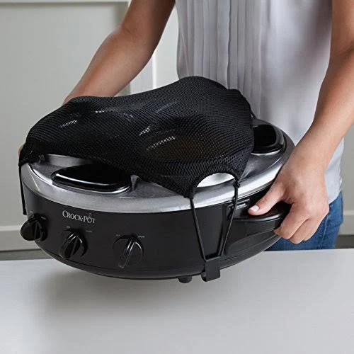 Crock-pot Triple Dipper with Lazy Susan Food Warmer, Black, Stainless