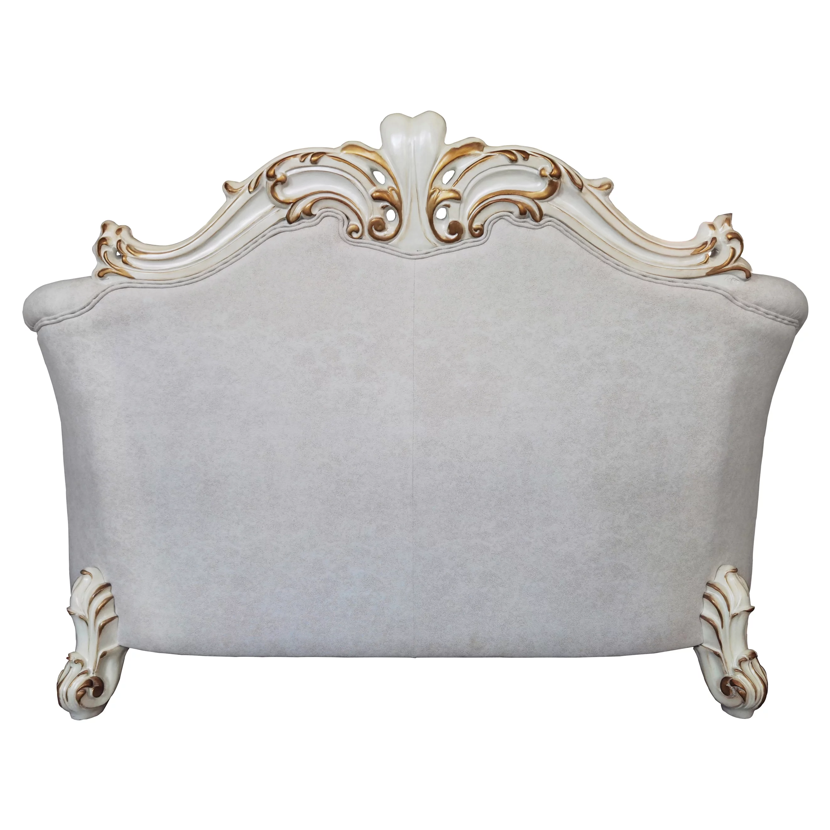 ACME Vendome II Loveseat with 4 Pillows in Ivory Fabric and Antique Pearl