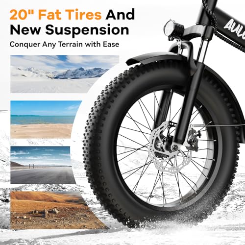 1000W Folding Electric Bike,48V 20AH Removable Battery E Bike,30+MPH,80 Miles Max Range Electric Bike for Adults,20" Fat Tire Foldable ebike