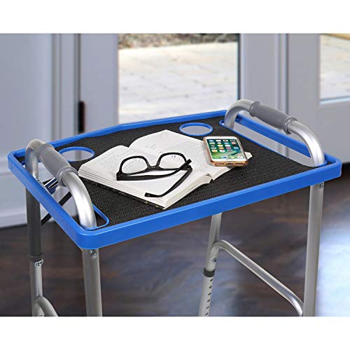 Support Plus Walker Tray Table - Mobility Table Tray for Walker, Non Slip Walker Tray Mat, Walker Accessories Mat, Cup Holder for Walker (21"x16")