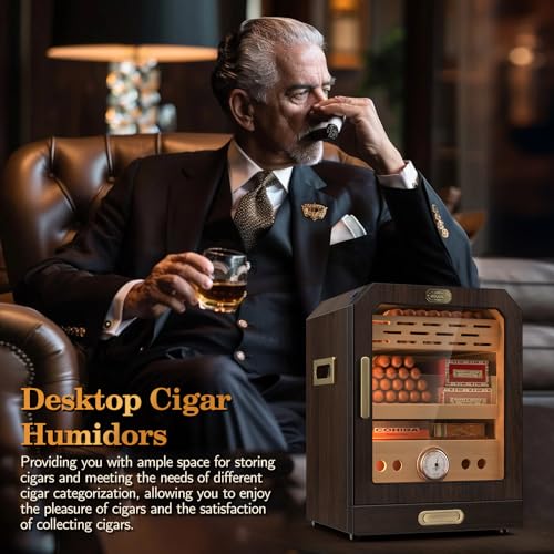 Cigar Humidor, Lighted Control Magnetic Door Desktop Cigar Humidor Cabinet