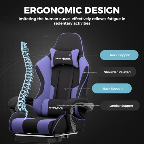 GTPLAYER Gaming Chair, Computer Chair with Footrest and Lumbar Support