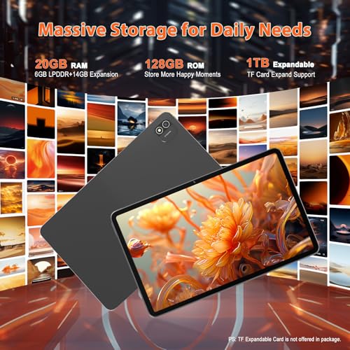 Android 15 Tablet 12 inch, AI Tablet 2K Display, Tablets with Case & 20W PD Charger, 20GB RAM 128GB RAM 1TB Expand, 8000 mAh