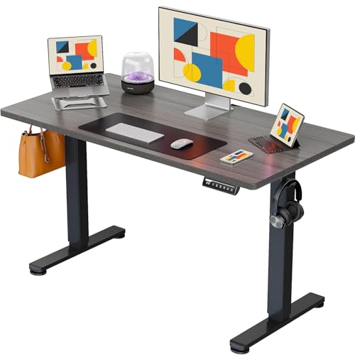 ErGear Height Adjustable Electric Standing Desk, 48 x 24 Inches Sit Stand up Desk, Memory Computer Home Office Desk with Two-Piece Desktop (Walnut)