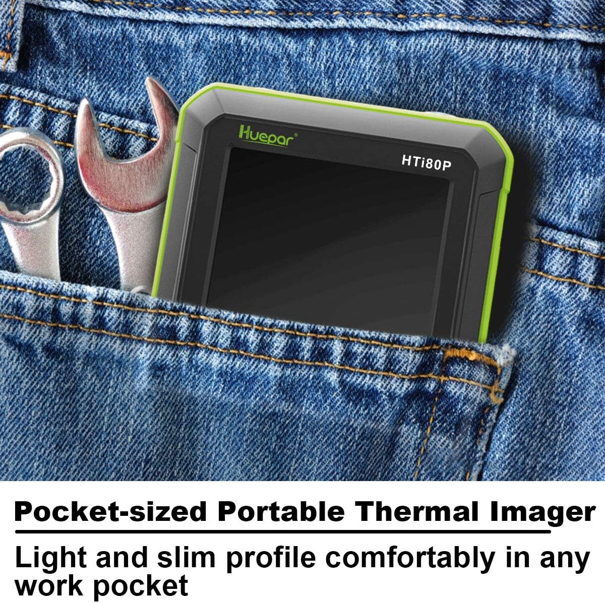 Pocket-Sized IR Thermal Imager, Huepar 80 x 60 Infrared Resolution Thermal Imaging Camera Measurement Range 14°F~752°F with 76800 Pixels Display