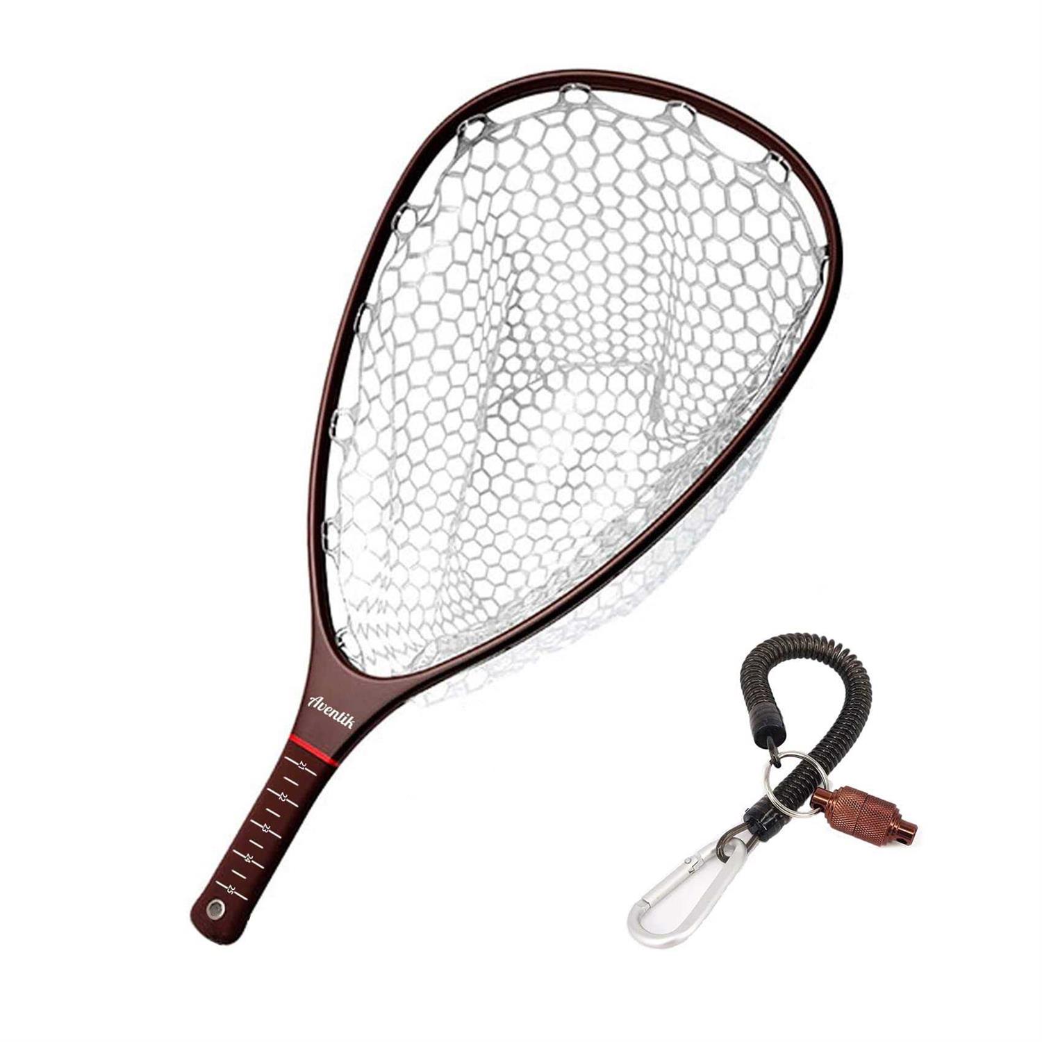 Aventik Fly Floating Fishing Net Carbon Fiber Landing Trout Net Light Weight Clear Rubber Ghost Net Catch &amp; Release Net
