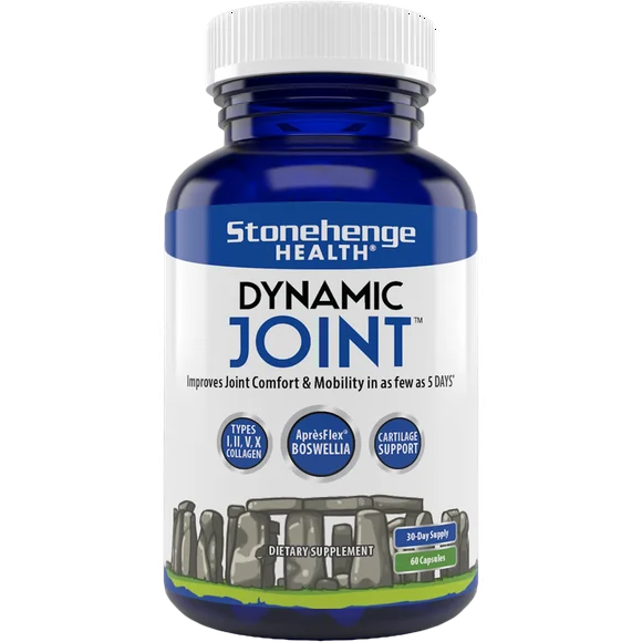 Stonehenge Health Dynamic Joint Supplement - Comfort, Mobility, Flexibility with ApresFlex Boswellia, MSM, Collagen, Bromelain, Turmeric, Vitamin C