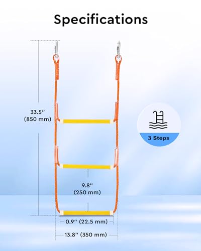 CO-Z 3 Step Removable Dock Ladder, Pontoon Boat Ladder with 350lb Load, Aluminum Swim Ladder with Wide Step & Nonslip Tread
