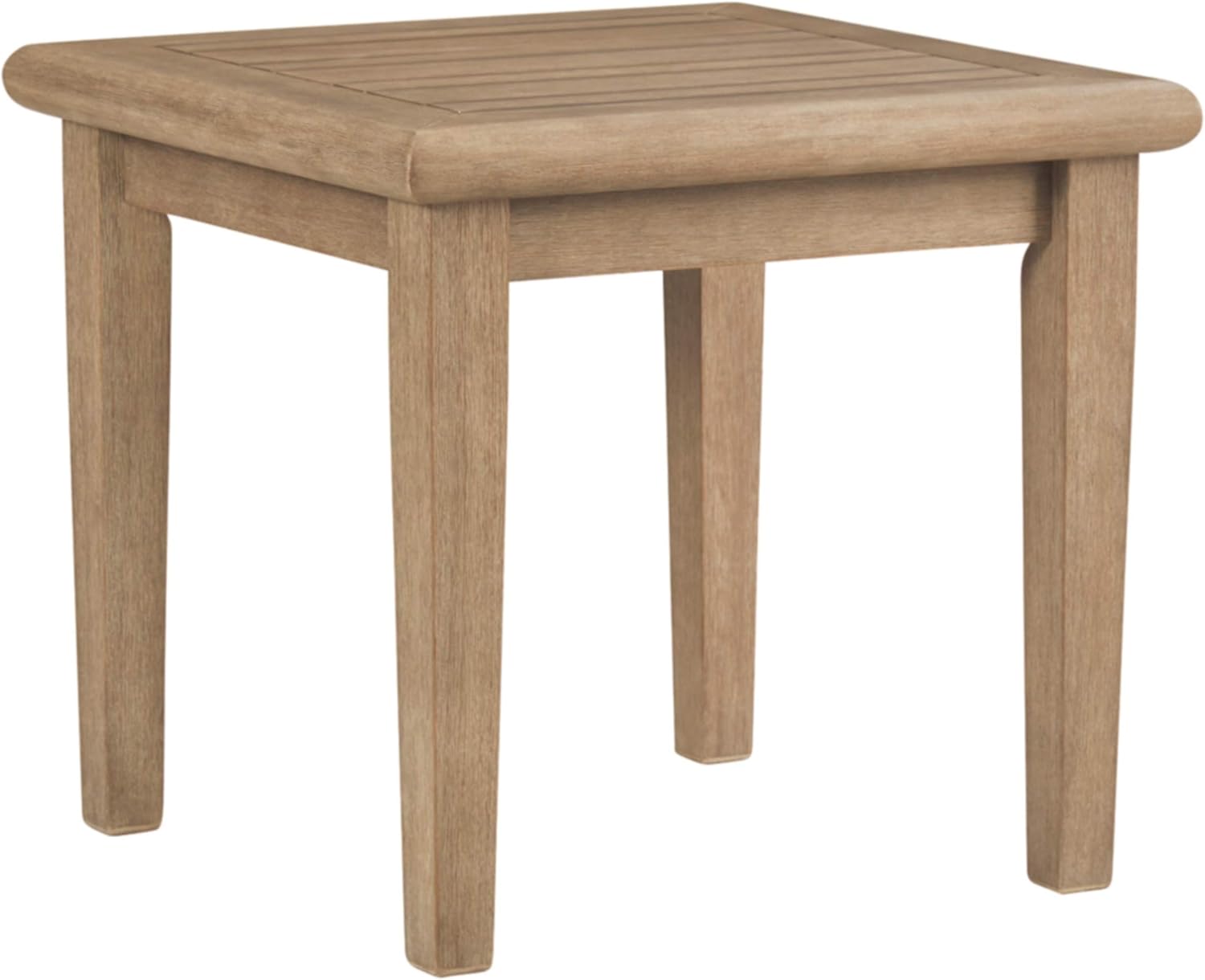 Signature Design by Ashley Gerianne Outdoor Eucalyptus Wood Square End Table, Beige
