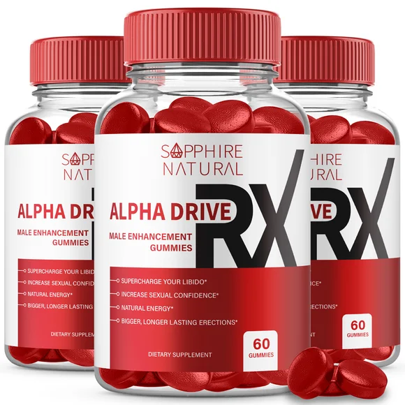 (3 Pack) Alpha DriveRX Gummies - Your Daily Supplement for Confidence and Max Performance (180 Gummies) - Kansas Nuitrition - HNZSDS