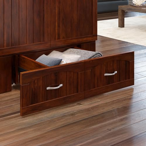 AFI Southampton Queen Murphy Bed Chest with Mattress, Storage, and Built-in Charger in Grey