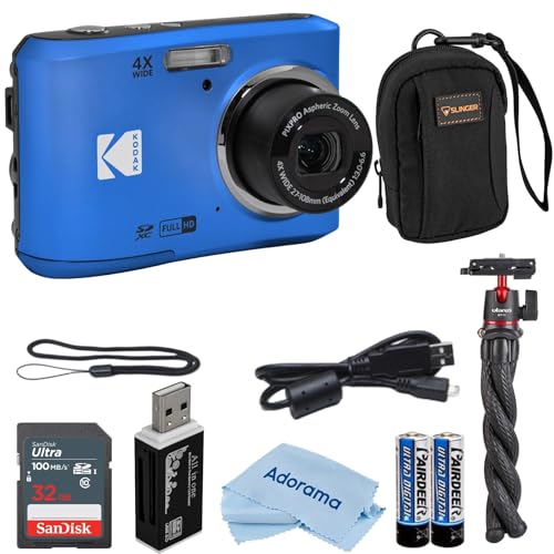 Kodak PIXPRO FZ45 Friendly Zoom 16MP Full HD Digital Camera, Bundle with 32GB Memory Card and Camera Bag, Flexible Tripod, and Card Reader (White)