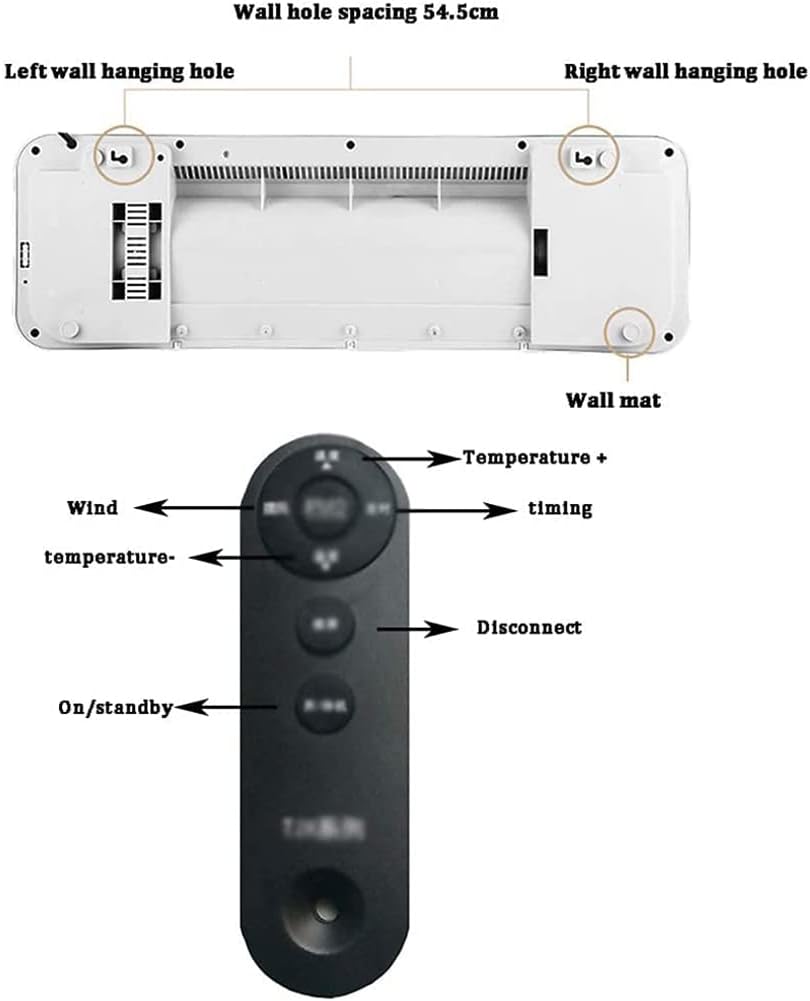 Wall-Mounted Remote Air Conditioner Fan,Electric Heating Machine,3000W Power,Cooler & Heater for Living Room,Bathroom,Natural Cold Wind