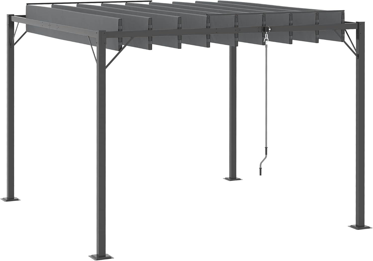 Outsunny 10' x 10' Outdoor Louvered Pergola Patio Aluminum Gazebo Canopy with Adjustable Roof Sun Shade for Party, Lawn, Garden, Grey