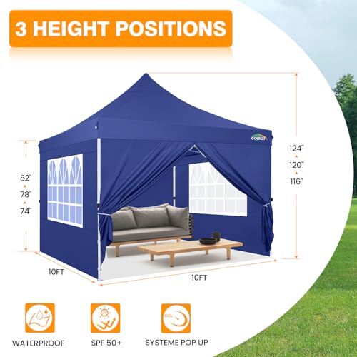 10x10 Pop Up Canopy Tent with 4 Sidewalls and Mesh Windows 2.0