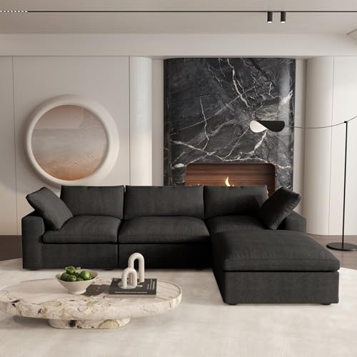 160.6" Cloud Couch Modular Sectional Sofa for Livingroom,Oversized Convertible Sofa with Storage Ottomans,6 Seat Wide Couches
