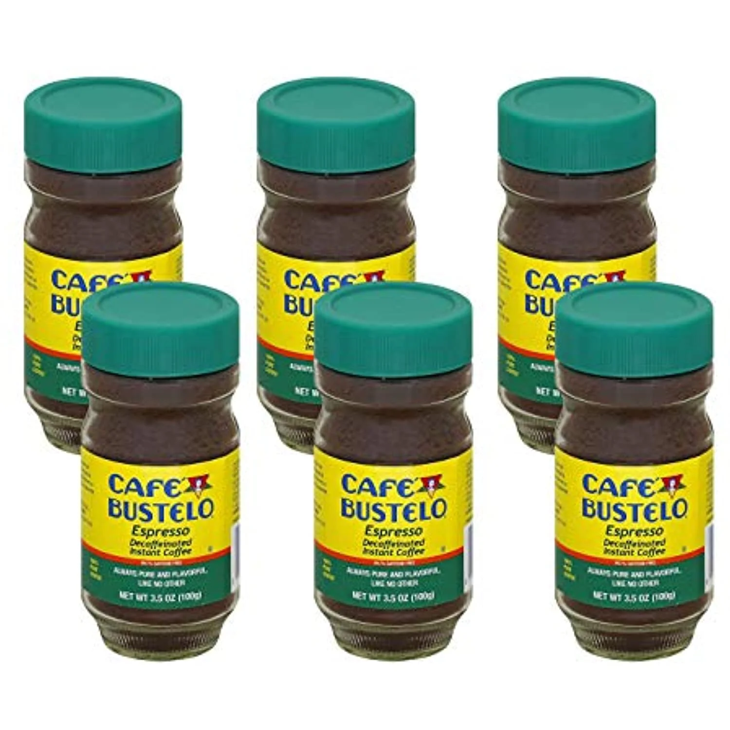Café Bustelo Espresso Style Cafe Decaffeinated Decaf Instant Coffee, 3.5 Ounces (Pack Of 6)