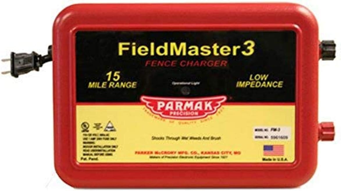 Parmak Fieldmaster 2 Low Impedance 110/120 Volt 15 Mile Range Electric Fence Charger FM3