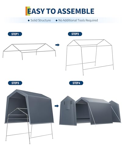 7x10 FT Portable Outdoor Storage Shed with 2 Roll-Up Zipper Doors & Vents, 240G Heavy-Duty Shelter Waterproof PE Tarp