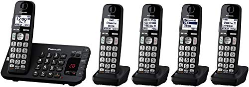 Panasonic DECT 6.0 Expandable Cordless Phone System with Answering Machine and Call Blocking - 2 Handsets - KX-TGE432B (Black)